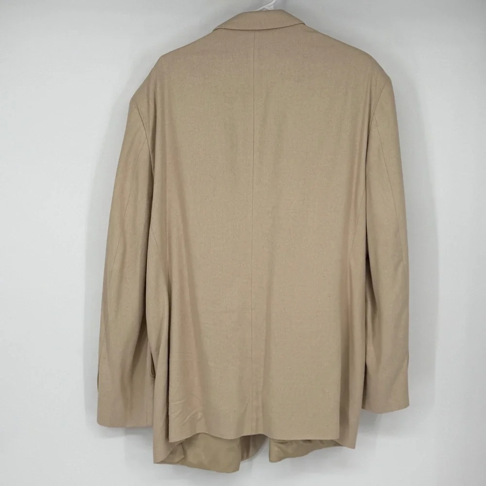 Oscar de la Renta Mens 46R Blazer Sport Coat 100% Silk Tan Beige 2 Button Jacket